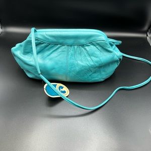 Vintage Sereta Blue Leather Purse New  Colorful Retro Rocker Medium Size pretty